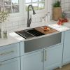Lordear 18 Gauge Farmhouse Sink Kitchen Sink Black Gunmetal Apron Front Single Bowl Workstation Stainless Steel Sink