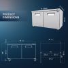 Orikool 60 IN Commercial Refrigerators, Undercounter Refrigerators 18.5 Cu.Ft with Smooth Casters, 2 Doors, ETL Listed for Restaurants, Cafes, Bars An