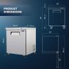 ORIKOOL 29" Commercial Under Counter Freezer 1 Door 8 Cu.ft Undercounter Work Top Freezers ETL Approved