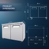Orikool 48 IN Commercial Refrigerators, Undercounter Refrigerators 14.1 Cu.Ft with Smooth Casters, 2 Doors, ETL Listed for Restaurants, Cafes, Bars An
