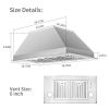 30 inch Insert Range Hood 600 CFM;  Built-in Stainless Steel Range Hoods with Right Button Controls and Back LED Lights; Kitchen Hood for Over Stove;