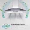 30 inch Range Hood Wall Mounted 450 CFM Touch Panel Kitchen Stainless Steel Vented