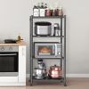 Kitchen Bakers Rack, Heavy Duty Bakers Rack 4-Tier Free Standing Kitchen Storage Shelf Rack Hight Adjustable with Wheels & Feet, Industrial Metal Micr