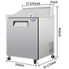 Orikool 29 IN Commercial Refrigerators Sandwich&Salad Prep Table with a Butcher Block Cutting Board, Protection Lid, Cold Storage, ETL Certified