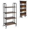 Foldable Rolling Cart with Storage Shelves for Kitchen