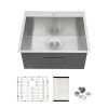 Stainless Steel Drop-in Kitchen Sink, Deep Topmount  Stainless Steel Laundry Sink Single Bowl Laundry Room Sink Outdoor Sink