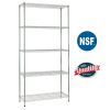 5 Shelf Wire Shelving Unit Garage NSF Metal Shelf Organizer Large Storage Shelves Heavy Duty Height Adjustable Utility Commercial Grade Steel Layer Sh